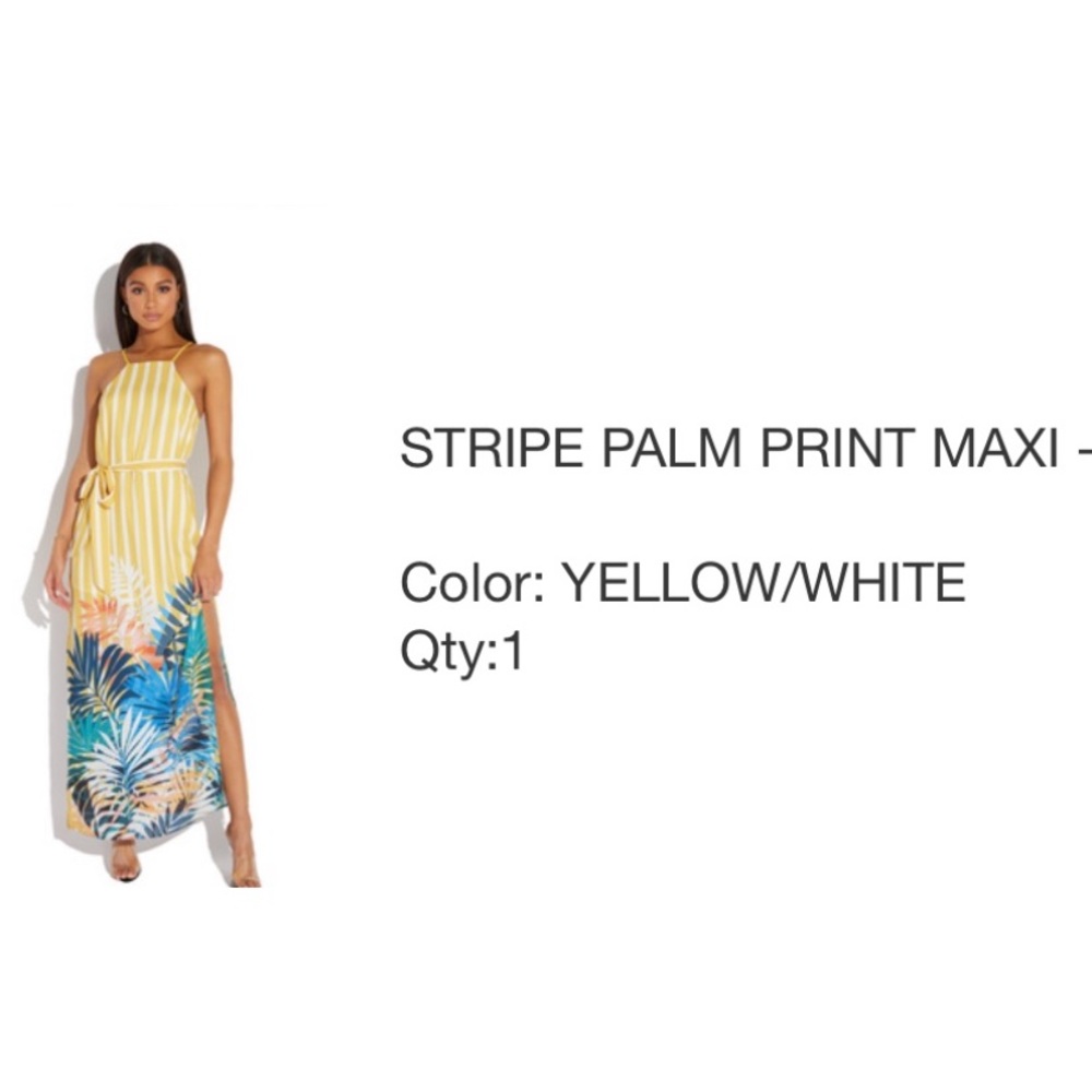 Palm Tree Stripe Maxi Dress